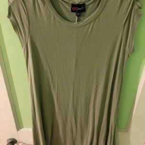 Loose Fit Olive Dress: Lattice Shoulder Design